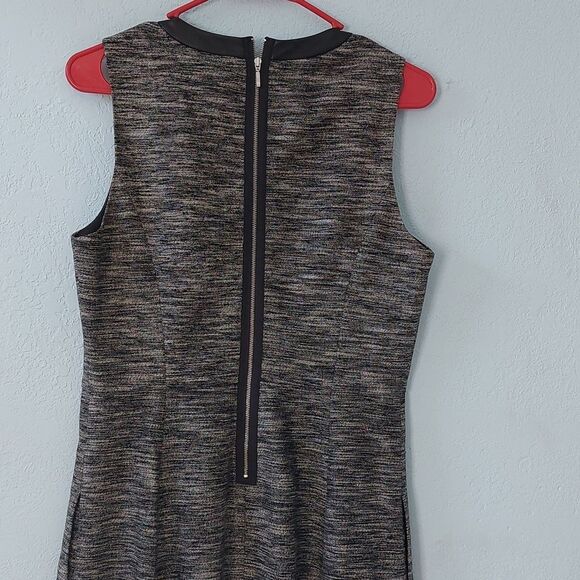 Madewell Anywhere Tweed Fix & Flare Mini Dress with Faux Leather Trim Size 8 - Picture 6 of 10